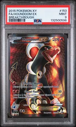 2015 POKEMON XY BREAKTHROUGH #153 FULL ART/HOUNDOOM EX PSA 9 - Image 1