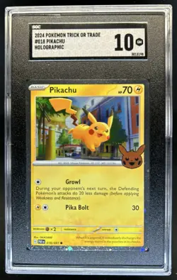 2024 Pokemon Trick or Trade Pikachu Holo #018/091 SGC 10 - Image 1
