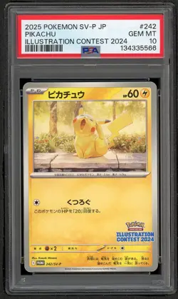 2025 POKEMON JPN SV-P PROMO ILLUSTRATION CONTEST 2024 #242 PIKACHU PSA 10 GEM - Image 1