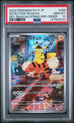 2023 POKEMON JAPANESE SV-P PROMO #098 DETECTIVE PIKACHU PSA 10 - Image 1
