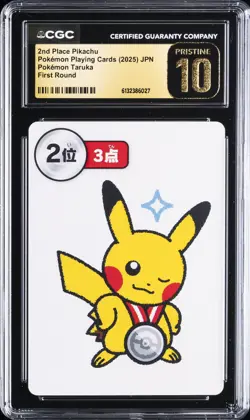 2025 POKEMON PLAYING CARDS JPN POKEMON TARUKA 2ND PLACE PIKACHU CGC 10 PRISTINE - Image 1