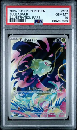2025 POKEMON MEG EN-MEGA EVOLUTION ILLUSTRATION RARE #133 BULBASAUR PSA 10 - Image 1