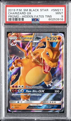 2019 POKEMON SM BLACK STAR PROMO HIDDEN FATES TINS #SM211 CHARIZARD GX PSA 9 - Image 1