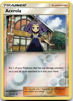 Pokemon Acerola Burning Shadows SM03 #112/147 Uncommon Reverse Holo LP SET FILL! - Image 1