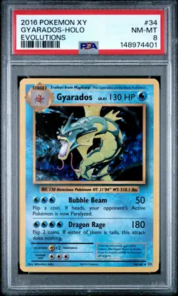2016 POKEMON XY EVOLUTIONS #34 GYARADOS-HOLO PSA 8 - Image 1