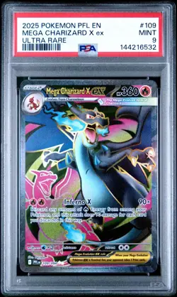 2025 Pokemon Phantasmal Flames PFL En Mega Charizard X Ex Ultra Rare #109 PSA 9 - Image 1