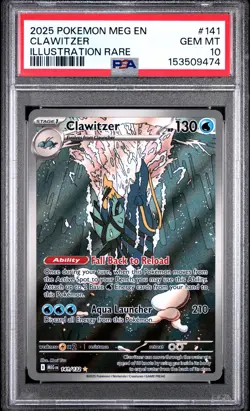 2025 POKEMON MEG EN-MEGA EVOLUTION ILLUSTRATION RARE #141 CLAWITZER PSA 10 - Image 1