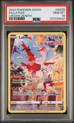2023 POKEMON SWORD & SHIELD CROWN ZENITH #GG20 FULL ART/LATIAS PSA 10 - Image 1