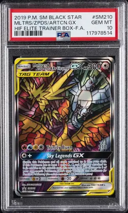 2019 POKEMON SM BLACK STAR PROMO FULL ART/MOLTRES & ZAPDOS & ARTICUNO GX PSA 10 - Image 1