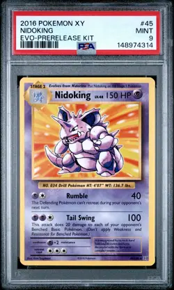 2016 POKEMON XY EVOLUTIONS PRERELEASE KIT #45 NIDOKING PSA 9 - Image 1