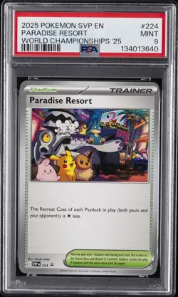 2025 POKEMON SVP EN-SV BLACK STAR PROMO #224 PARADISE RESORT PSA 9 - Image 1