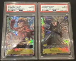 One Piece Monkey D Luffy Roronoa Zoro Illustration Box 3 Promos Set PSA 10 - Image 1