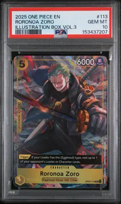 One Piece Monkey D Luffy Roronoa Zoro Illustration Box 3 Promos Set PSA 10 - Image 3