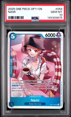 2025 ONE PIECE OP11-A FIST OF DIVINE SPEED #054 NAMI PSA 10 - Image 1