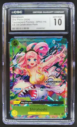 2024 ONE PIECE SHIRAHOSHI TOURNAMENT PROMO OP03-116 CGC 10 CELEBRATION RC7 - Image 1