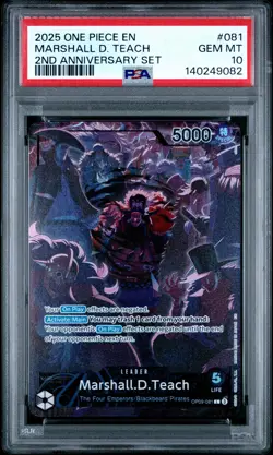 2025 ONE PIECE ENGLISH VERSION 2ND ANNIVERSARY SET #081 MARSHALL D. TEACH PSA 10 - Image 1