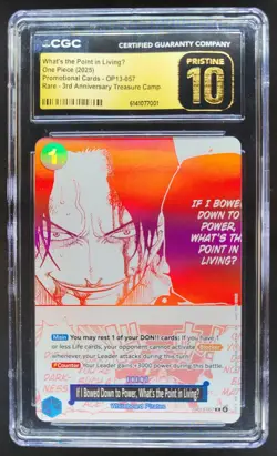 25 ONE PIECE WHAT'S THE POINT OF LIVING PROMO RARE OP13-057 CGC 10 PRISTINE D PT - Image 1