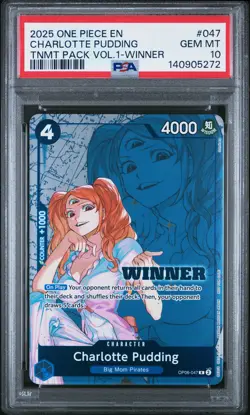 2025 ONE PIECE TOURNAMENT PACK VOL.1 WINNER #047 CHARLOTTE PUDDING PSA 10 - Image 1