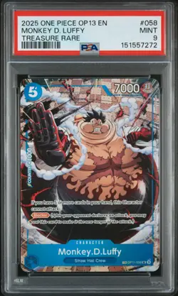2025 ONE PIECE OP13-CARRYING ON HIS WILL TREASURE RARE MONKEY D. LUFFY PSA 9 - Image 1