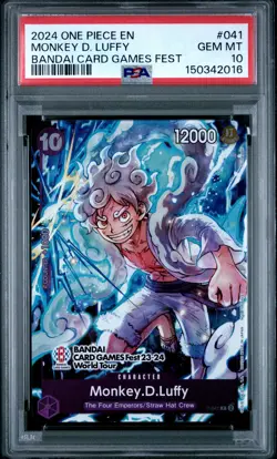 2024 ONE PIECE PROMOS BANDAI CARD GAMES FEST #041 MONKEY D. LUFFY PSA 10 - Image 1