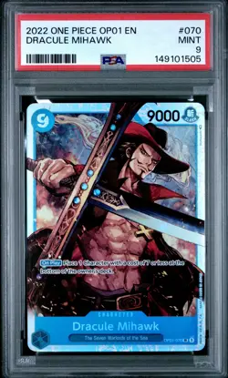 2022 ONE PIECE OP01-ROMANCE DAWN #070 DRACULE MIHAWK PSA 9 - Image 1