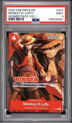 2022 ONE PIECE PROMOS WINNER PACK VOL.1 #007 MONKEY D. LUFFY PSA 9 ‼ - Image 1