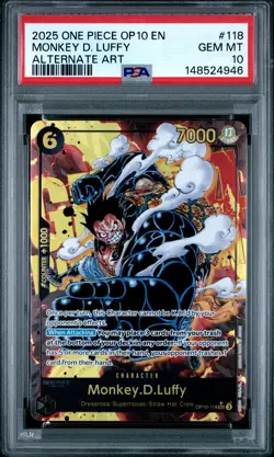 2025 ONE PIECE OP10-ROYAL BLOOD ALTERNATE ART #118 MONKEY D. LUFFY PSA 10 - Image 1