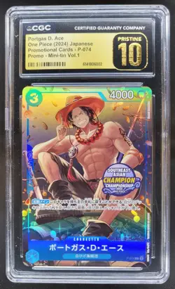 2024 ONE PIECE JP PORTGAS D. ACE PROMO P-074 MINI-TIN CGC 10 PRISTINE D PT - Image 1