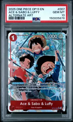 2025 ONE PIECE OP13-CARRYING ON HIS WILL ALTERNATE ART ACE & SABO & LUFFY PSA 10 - Image 1