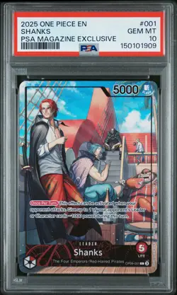 2025 ONE PIECE PROMOS PSA MAGAZINE EXCLUSIVE #001 SHANKS PSA 10 - Image 1