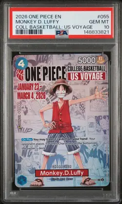 2026 ONE PIECE PROMO COLLEGE BASKETBALL: US VOYAGE MONKEY D. LUFFY PSA 10 - Image 1