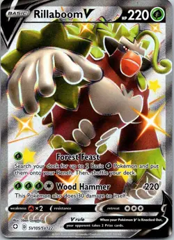 Rillaboom V SV105/SV122 Shining Fates Shiny Vault Holo Rare Pokemon TCG 2021 NM - Image 1