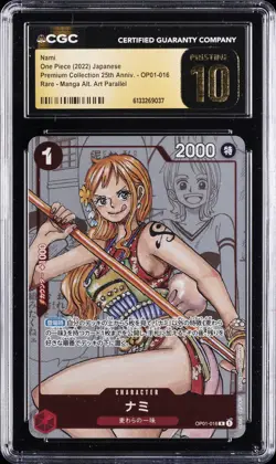 2022 ONE PIECE JPN PREM COLL 25TH ANV MANGA ALT ART #OP01-016 NAMI CGC 10 - Image 1