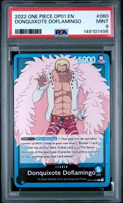 2022 ONE PIECE OP01-ROMANCE DAWN #060 DONQUIXOTE DOFLAMINGO PSA 9 - Image 1