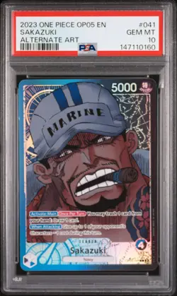 2023 ONE PIECE OP05-AWAKENING OF THE NEW ERA ALTERNATE ART #041 SAKAZUKI PSA 10 - Image 1