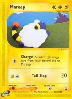 Heavily Played, English Pokemon Regular Mareep - 93/147 - Common Aquapolis - Image 1