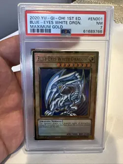 2020 1st Edition Yugioh Maximum Gold Blue Eyes White Dragon MAGO-EN001 PSA 9 - Image 3