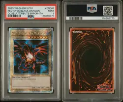 2023 PSA 9 YUGIOH 25TH QUARTER CENTURY SECRET RARE RED-EYES BLACK DRAGON ERROR - Image 1
