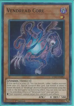 Yugioh EXFO-EN083 Vendread Core Super Rare NM 1st Edition - Image 1
