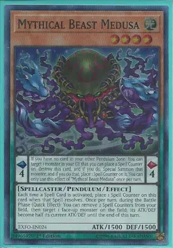 Yugioh EXFO-EN024 Mythical Beast Medusa Super Rare NM 1st Edition - Image 1