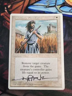 SIGNED - MTG Swords To Plowshares 4th Edition Magic The Gathering Jeff Menges - Image 1