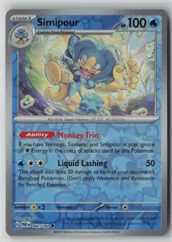 Simipour 042/182 Pokemon TCG Paradox Rift Reverse Holo Card (Near Mint) NM 1 - Image 1
