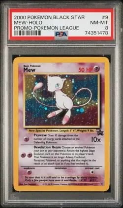 Pokemon Mew #9 Black Star Promo Holo Card 2000, PSA 8 NM-MT - Image 1
