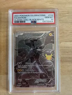 2021 POKEMON CELEBRATIONS FA/ ZEKROM #114 CLASSIC COLLECTION BLACK/WHITE PSA 10 - Image 1