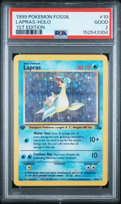 1999 POKEMON FOSSIL 1ST EDITION #10 LAPRAS-HOLO PSA 2 - Image 1