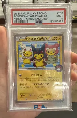 Pokemon Poncho-Wearing Pikachu Mega Campaign Japanese Promo 203/XY-P PSA 9 Mint - Image 1