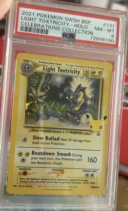 Pokemon TCG Light Toxtricity Holo Black Star Promo Card #SWSH137 2021 PSA 8 - Image 1