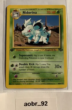 Nidorina Pokemon Card 1st Edition Jungle Set - Image 1