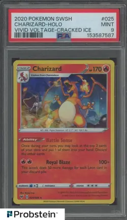 2020 Pokemon SWSH Vivid Voltage #025 Charizard Holo Cracked Ice PSA 9 MINT - Image 1