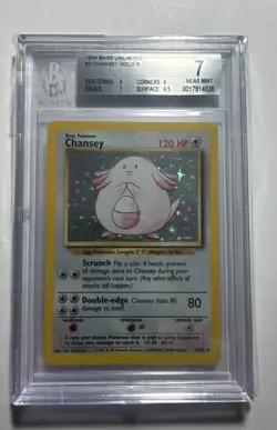1999 Pokemon Base Unlimited Chansey 003/102 Base Set Holo. BGS 7 - Image 1